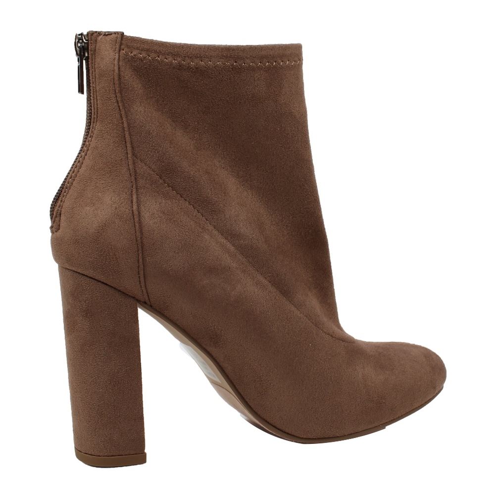 Size 9 Taupe Faux Suede High Top Block Heel Ankle - Picture 3 of 7